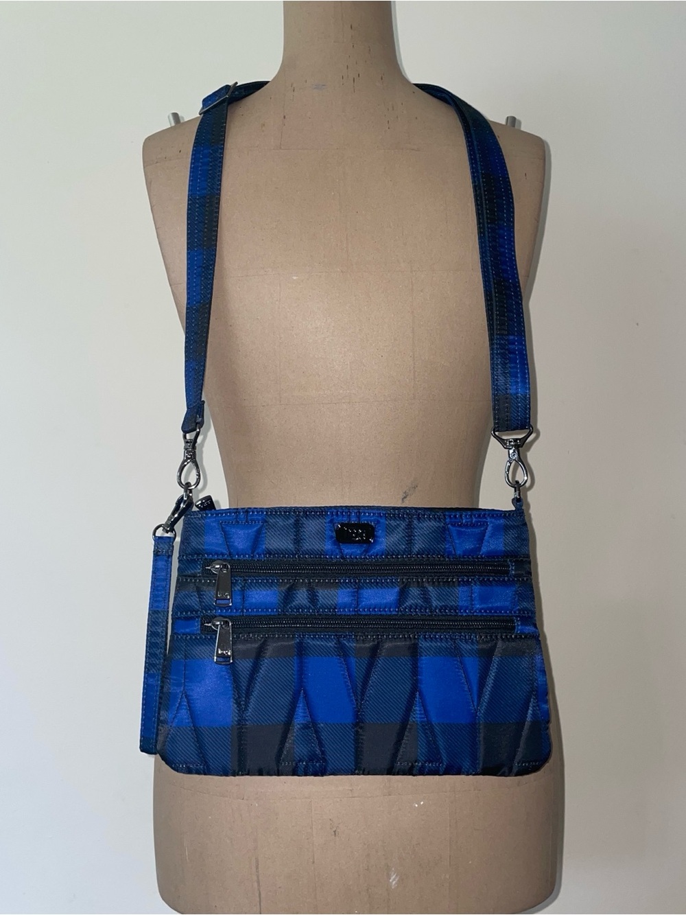 lug Blue Quilted Crossbody Bag with Adjustable Strap